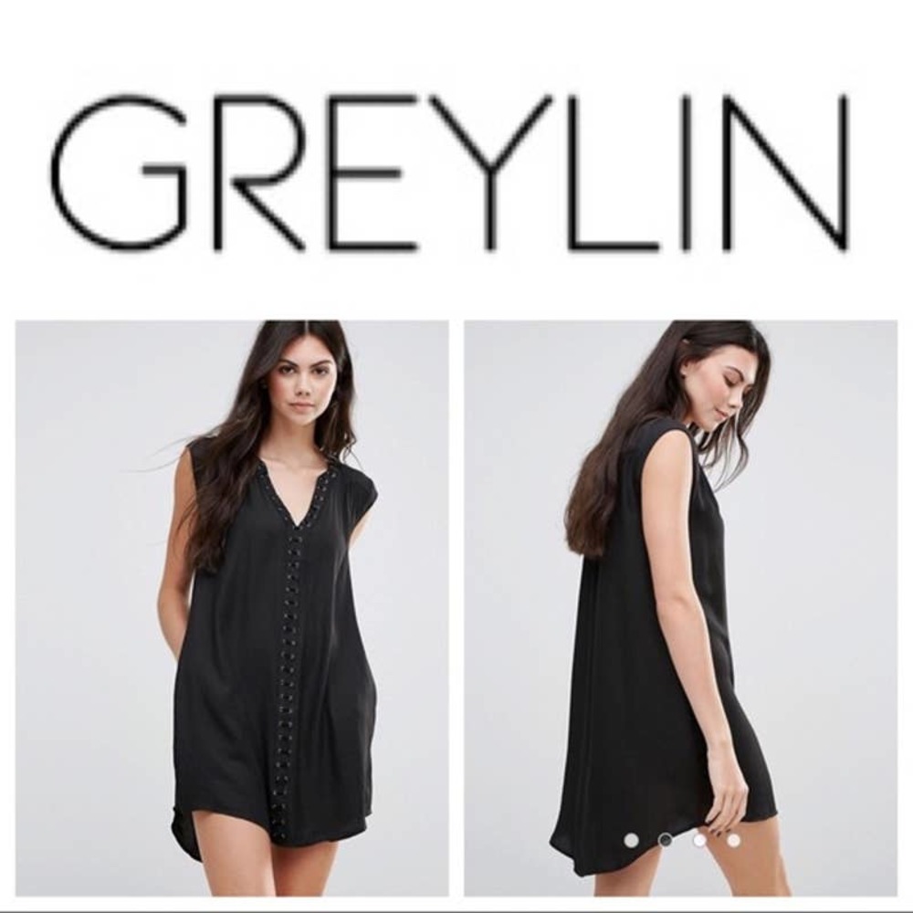 Greylin Dezza Grommet Dress Black Large - Picture 7 of 7